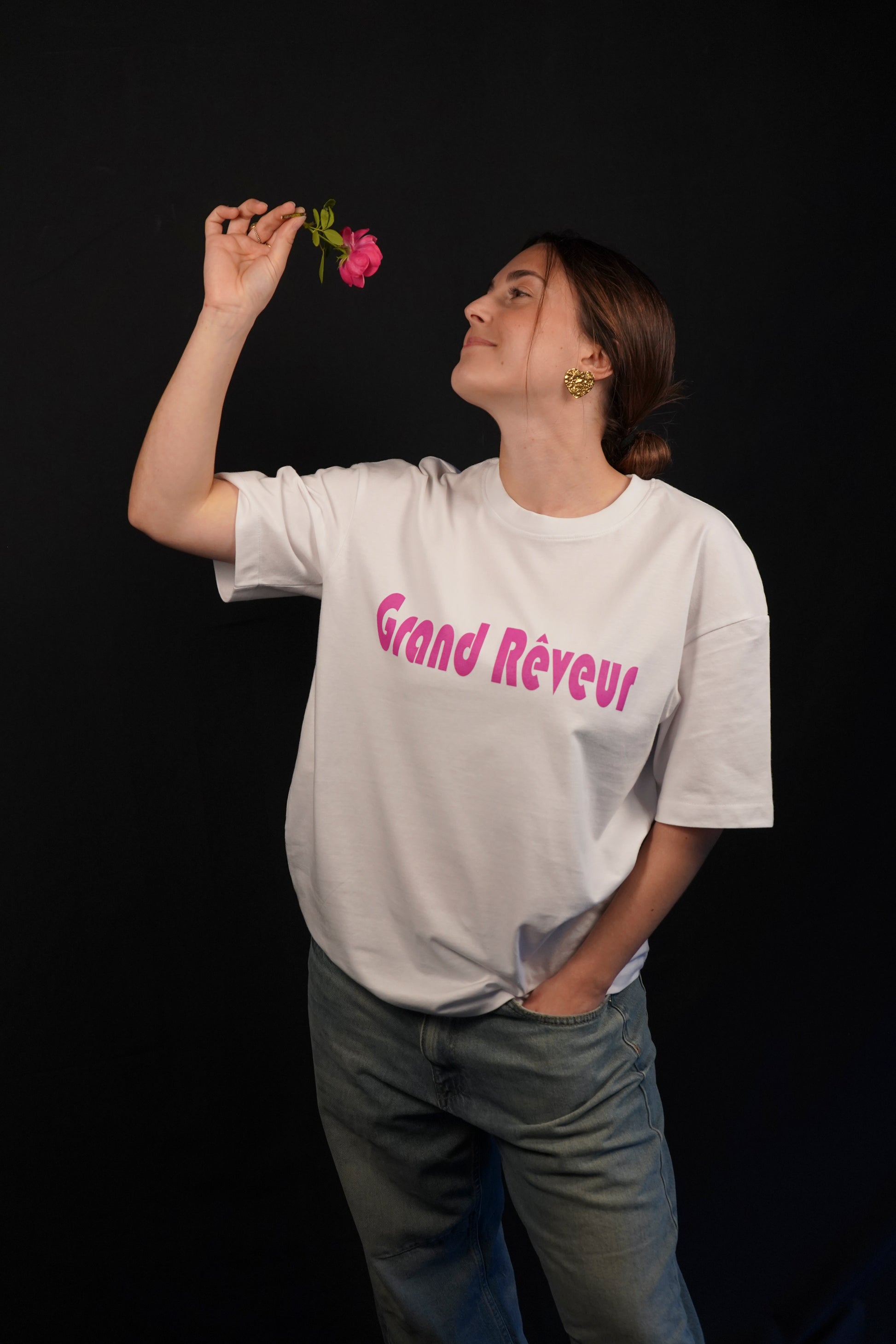Tee-shirt oversize " rose "
